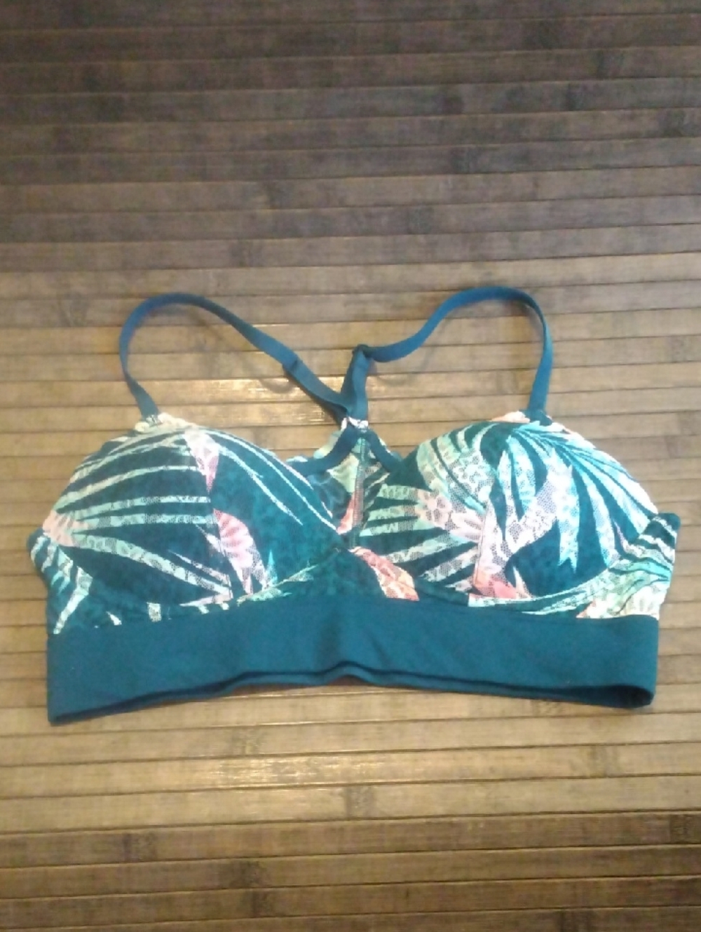 Victoria's Secret Bra Size M Blue Floral Padded Wireless Clasp Back